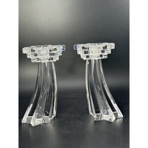 WMF Celestial Shooting Star Candle Holders Set Of 2, 24% Lead Crystal 6” Tall